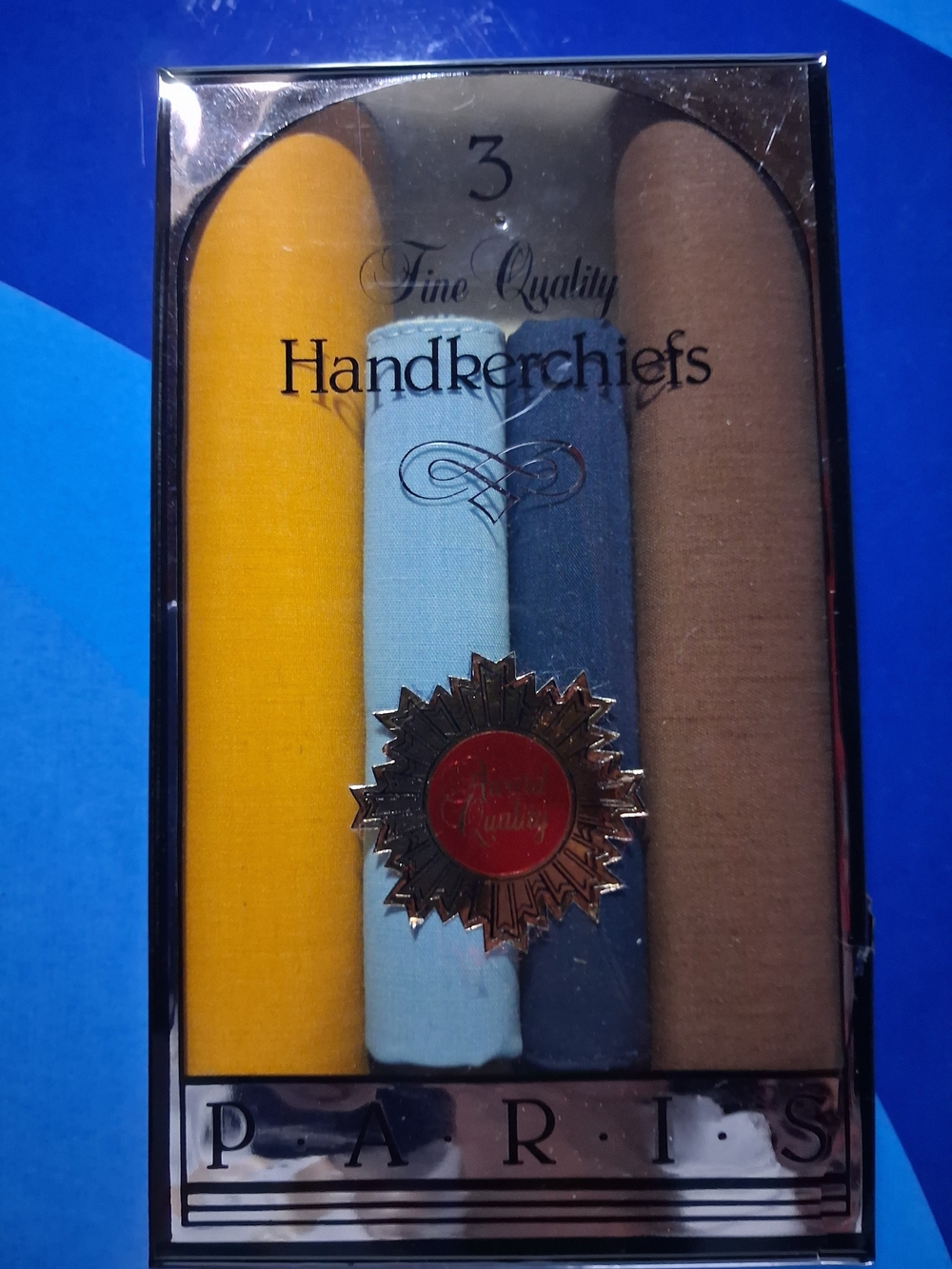 Handkerchiefs 3-Pack by PARIS - Yellow, Light Blue, Navy, Brown